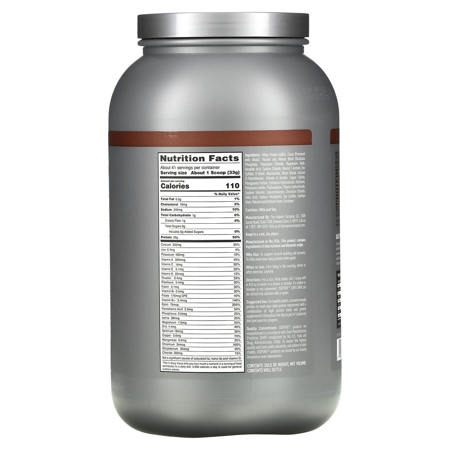 3 lbs | Chocolate Isopure Low Carbs