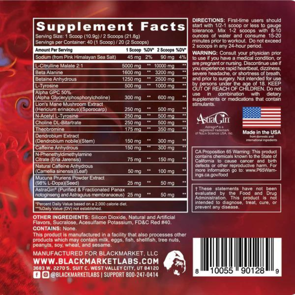 BLACK MARKET PRE WORKOUT 40 SERV PANDA SUPPLEMENTS