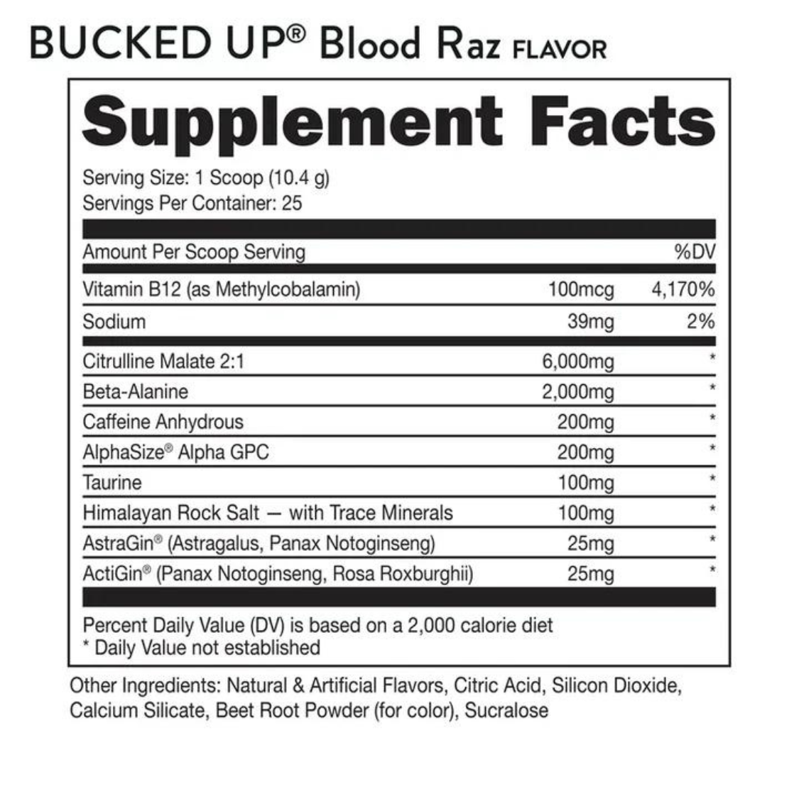 BUCKED UP PRE WORKOUT 25 SERV BUCKED UP